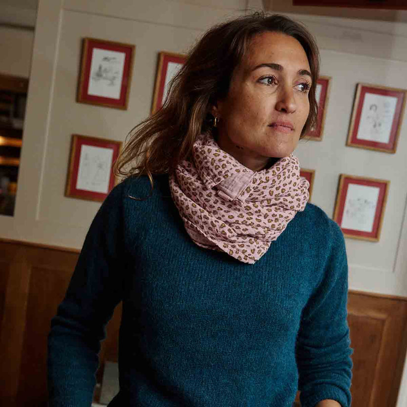 Grand Foulard Bianca - Leopard Candy Pink