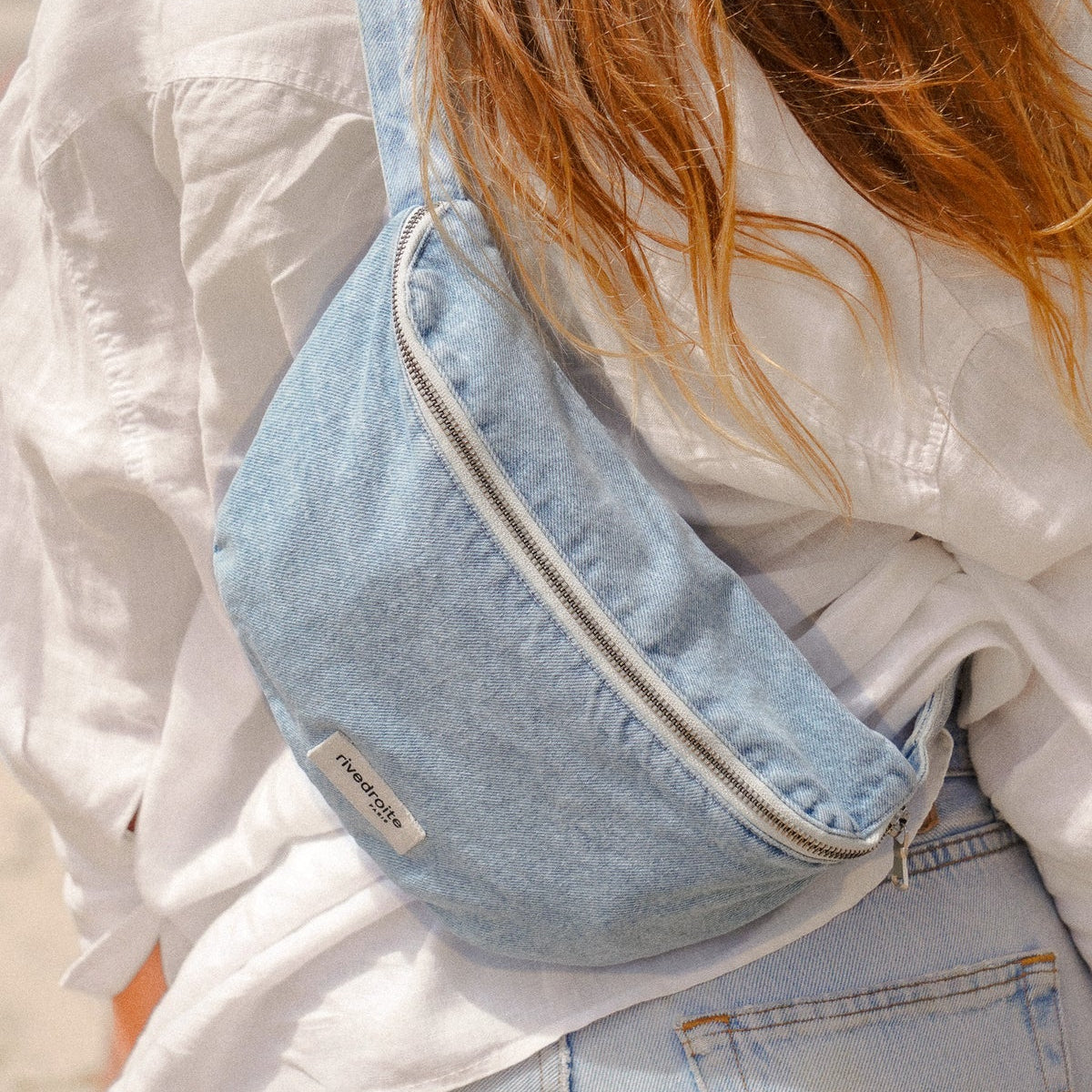 Custine - Denim Clair Délavé - Banane en coton