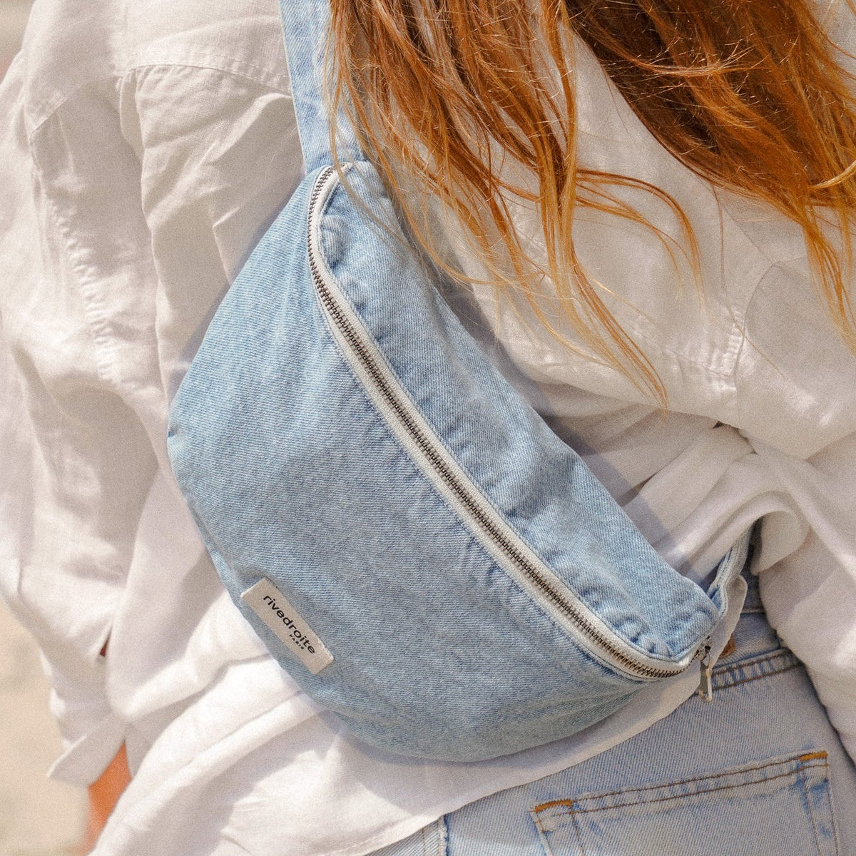 Custine - Denim Clair Délavé - Banane en coton