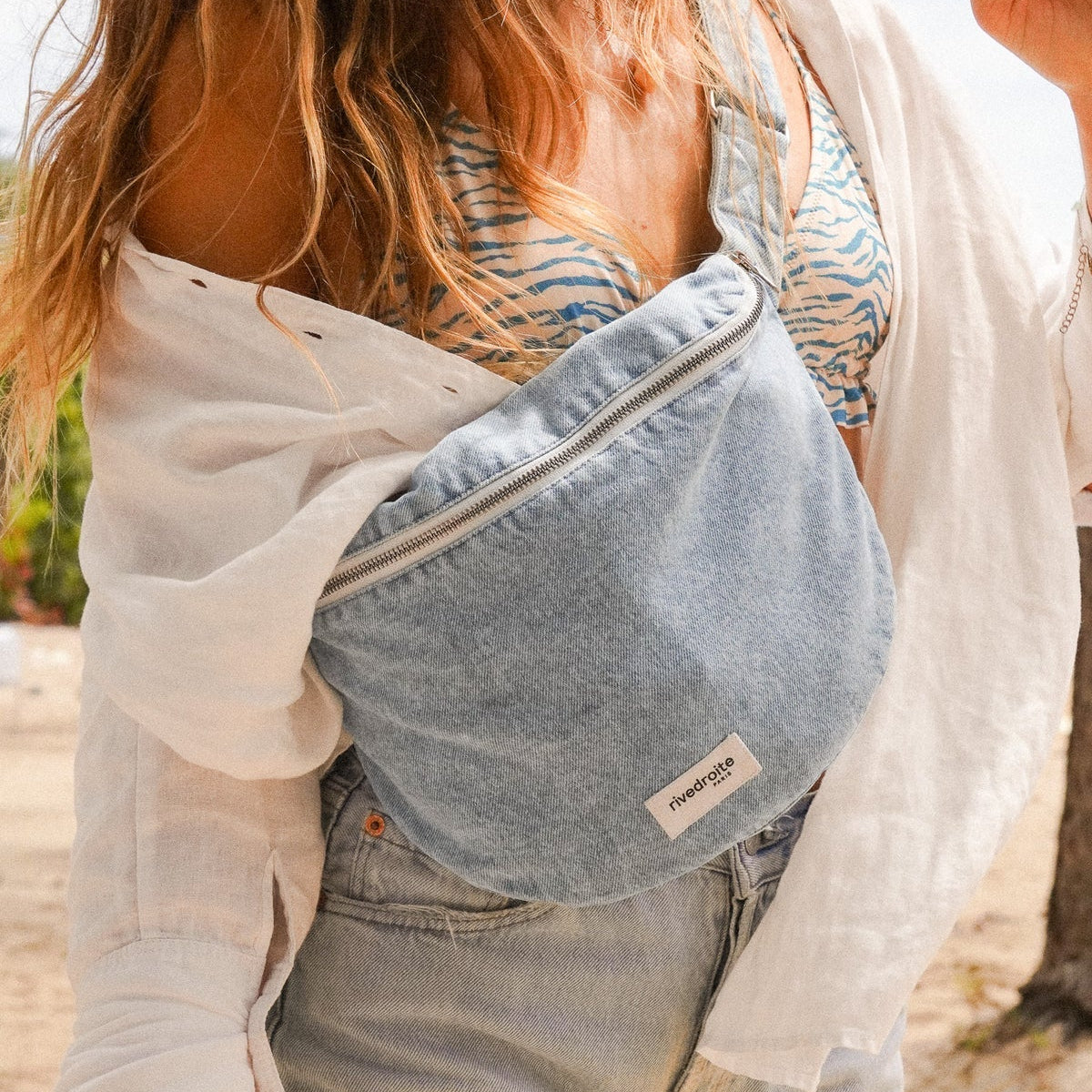 Custine XL - Denim Clair Délavé - Banane en coton