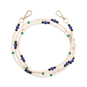 Arielle - Bandoulière Perles de bois  - Bleu Vert