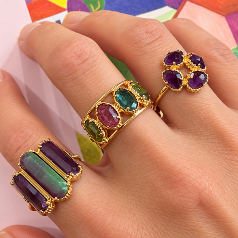 N° 761 - Bague serties 4 pierres ovales