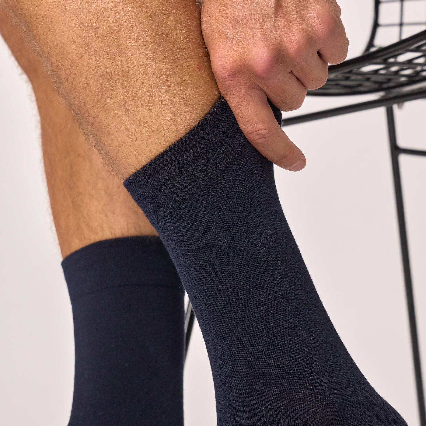 CBA03 Chaussettes unies en bambou - Marine - Homme