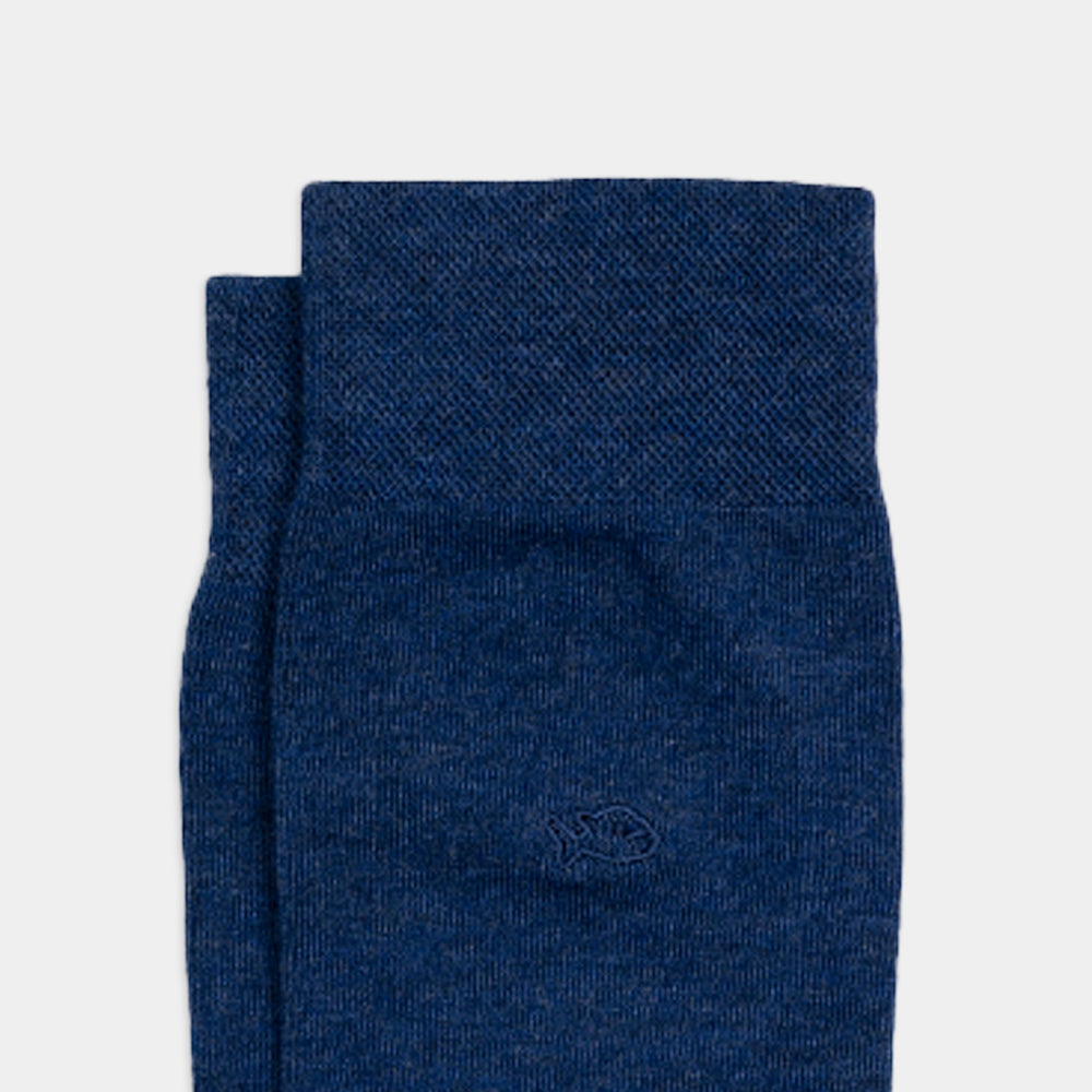 CBA05 Chaussettes unies en bambou - Bleu chiné - Homme