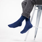 CBA05 Chaussettes unies en bambou - Bleu chiné - Homme