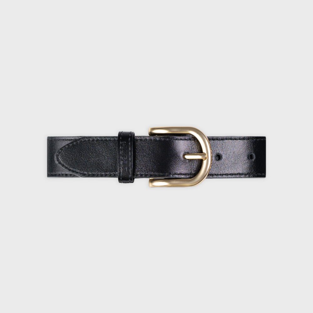 CFC03 - Ceinture femme en cuir unie - Noir Glossy