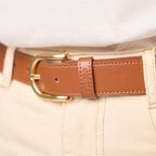 CFC04 - Ceinture femme en cuir unie - Marron