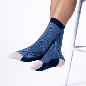 CH38 - Chaussettes Chevrons - Bleu Marine - Homme