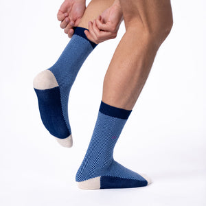 CH38 - Chaussettes Chevrons - Bleu Marine - Homme