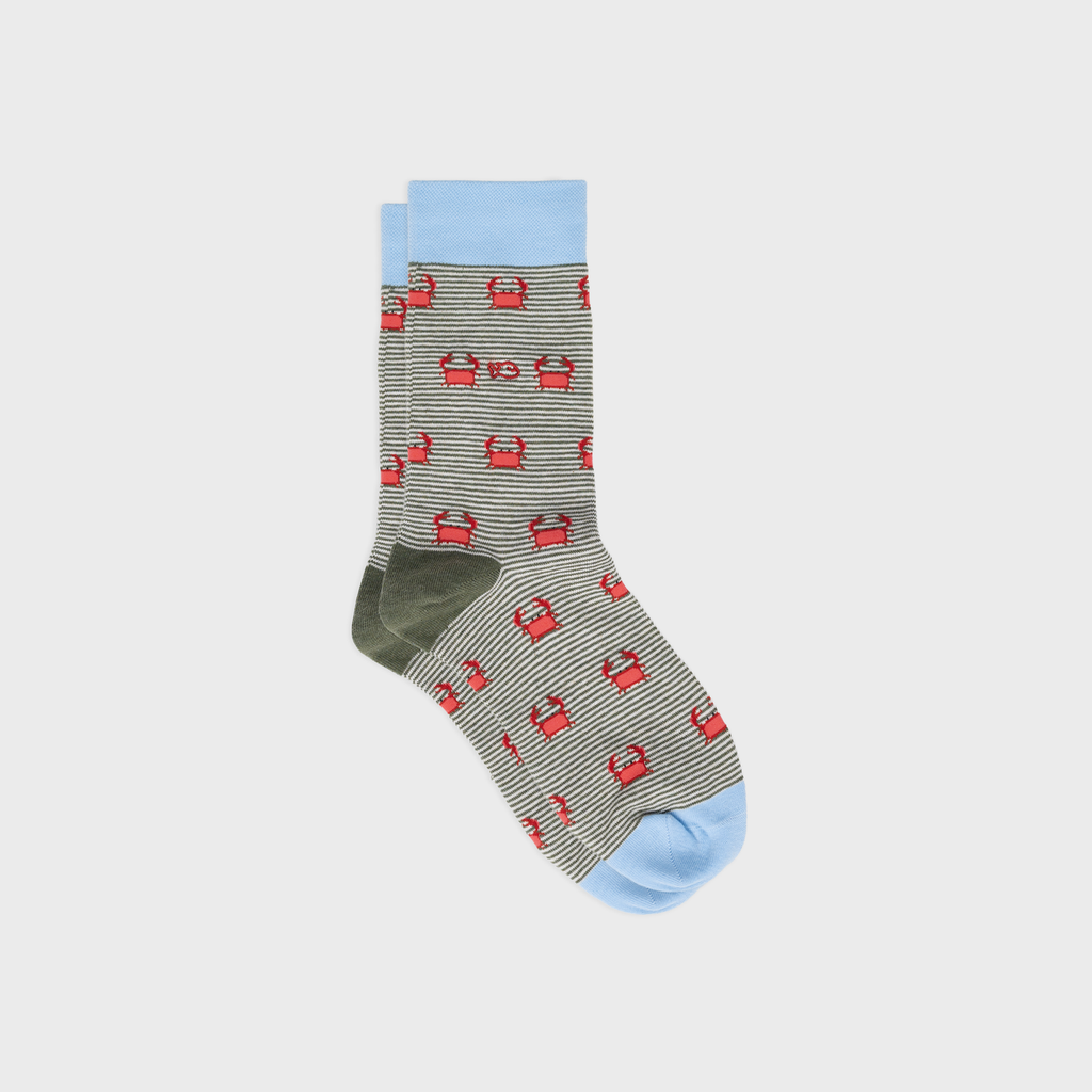 CHA35 - Chaussettes animaux en coton peigné- Crabe - Homme