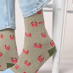 CHA35 - Chaussettes animaux en coton peigné- Crabe - Homme