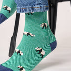 CHA36 - Chaussettes en coton peigné animaux - Panda blanc - Homme