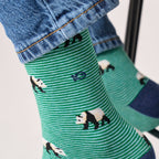 CHA36 - Chaussettes en coton peigné animaux - Panda blanc - Homme