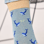 CHA38 - Chaussettes en coton peigné animaux - Baleine - Homme