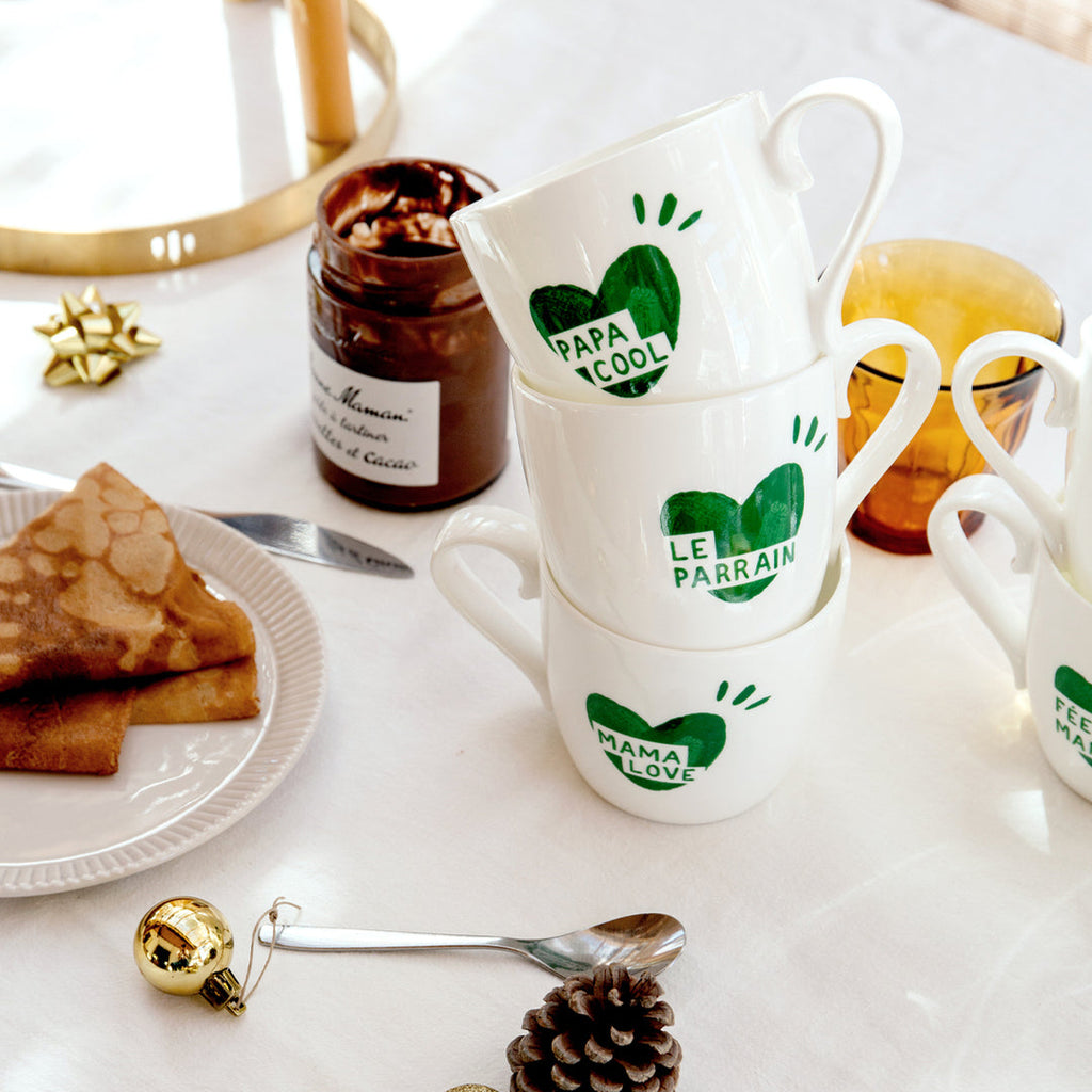 Mug coeur " Mama love " vert sapin
