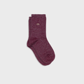 CP37 - Chaussettes unies en coton peigné - Pailletées - Aubergine - Femme