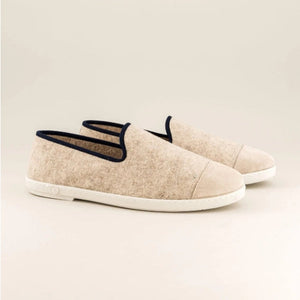 Chausson en laine, beige marine - Homme