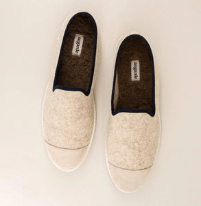 Chausson en laine, beige marine - Homme