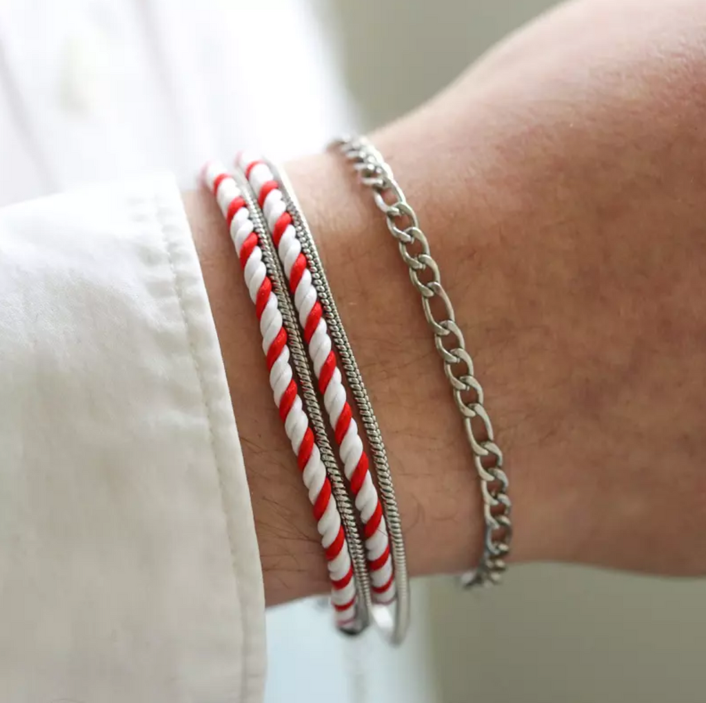 Bracelet Mixte Blanc et Rouge  - Valentin