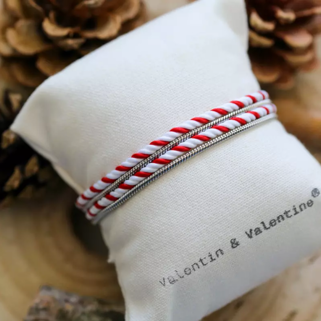 Bracelet Mixte Blanc et Rouge  - Valentin