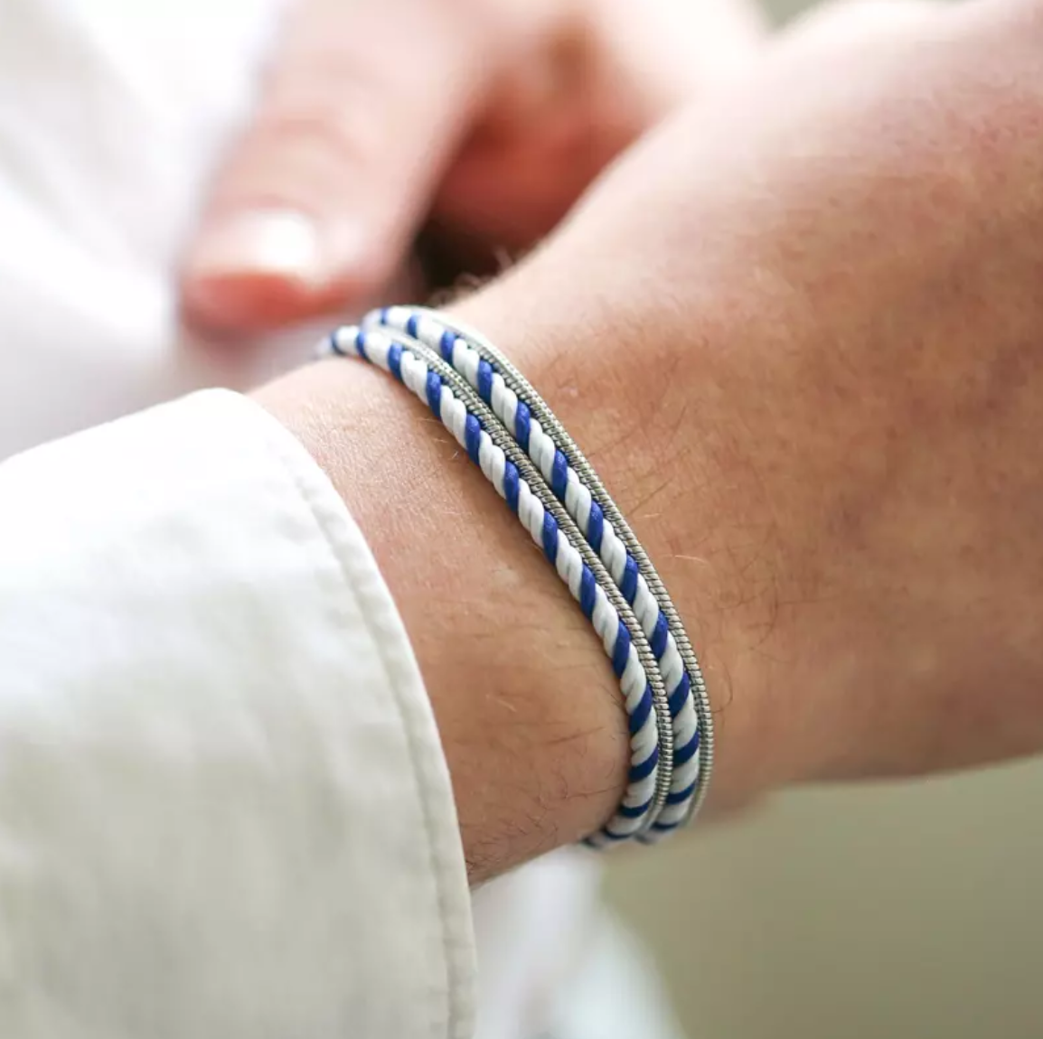 Bracelet Mixte Blanc et Bleu  - Valentin
