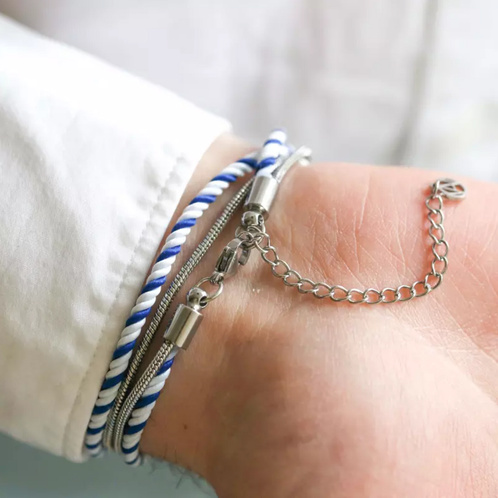 Bracelet Mixte Blanc et Bleu  - Valentin