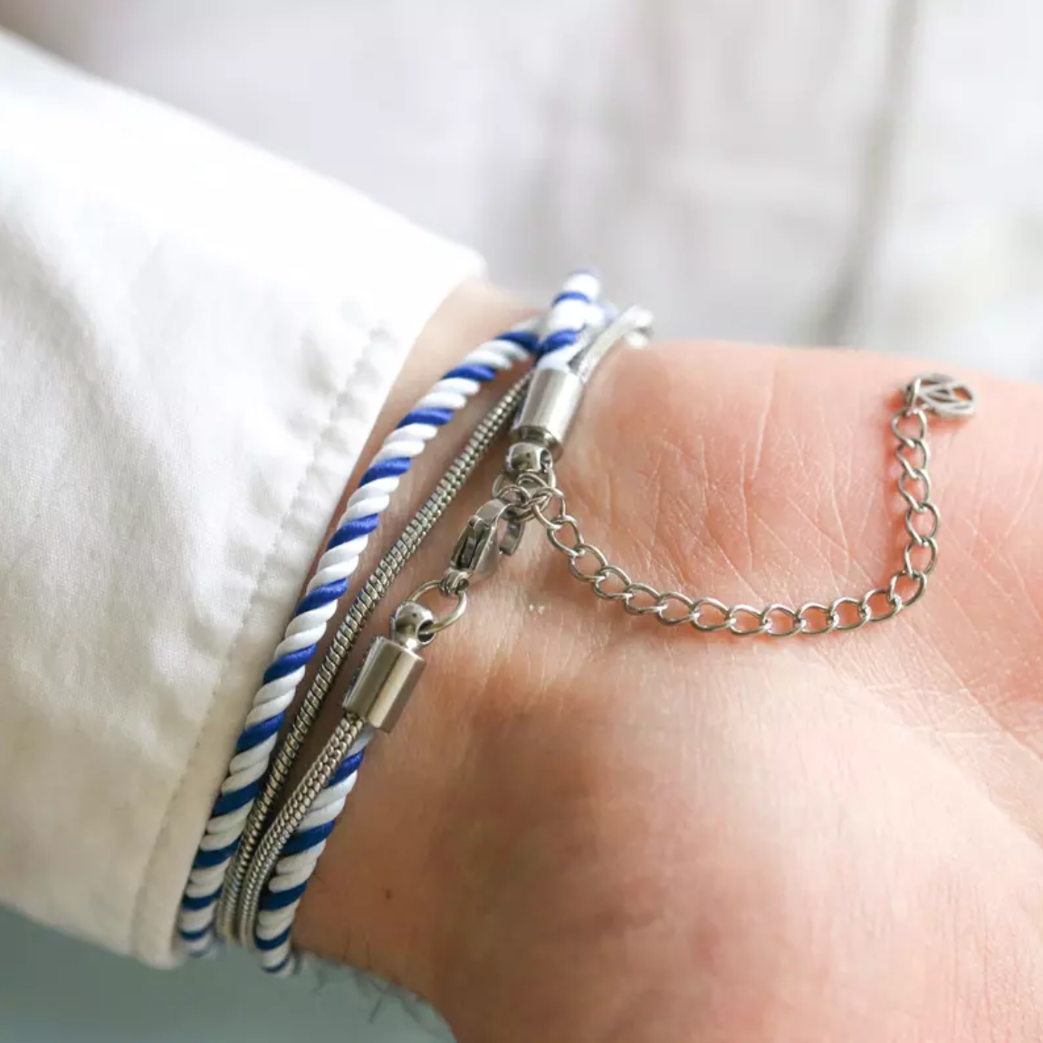 Bracelet Mixte Blanc et Bleu  - Valentin