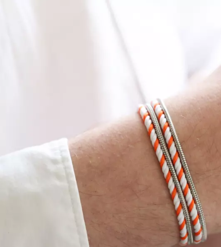 Bracelet Argent Mixte Blanc & Orange - Valentin