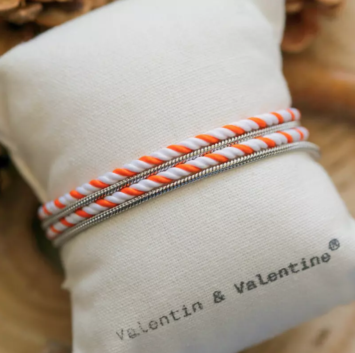 Bracelet Argent Mixte Blanc & Orange - Valentin
