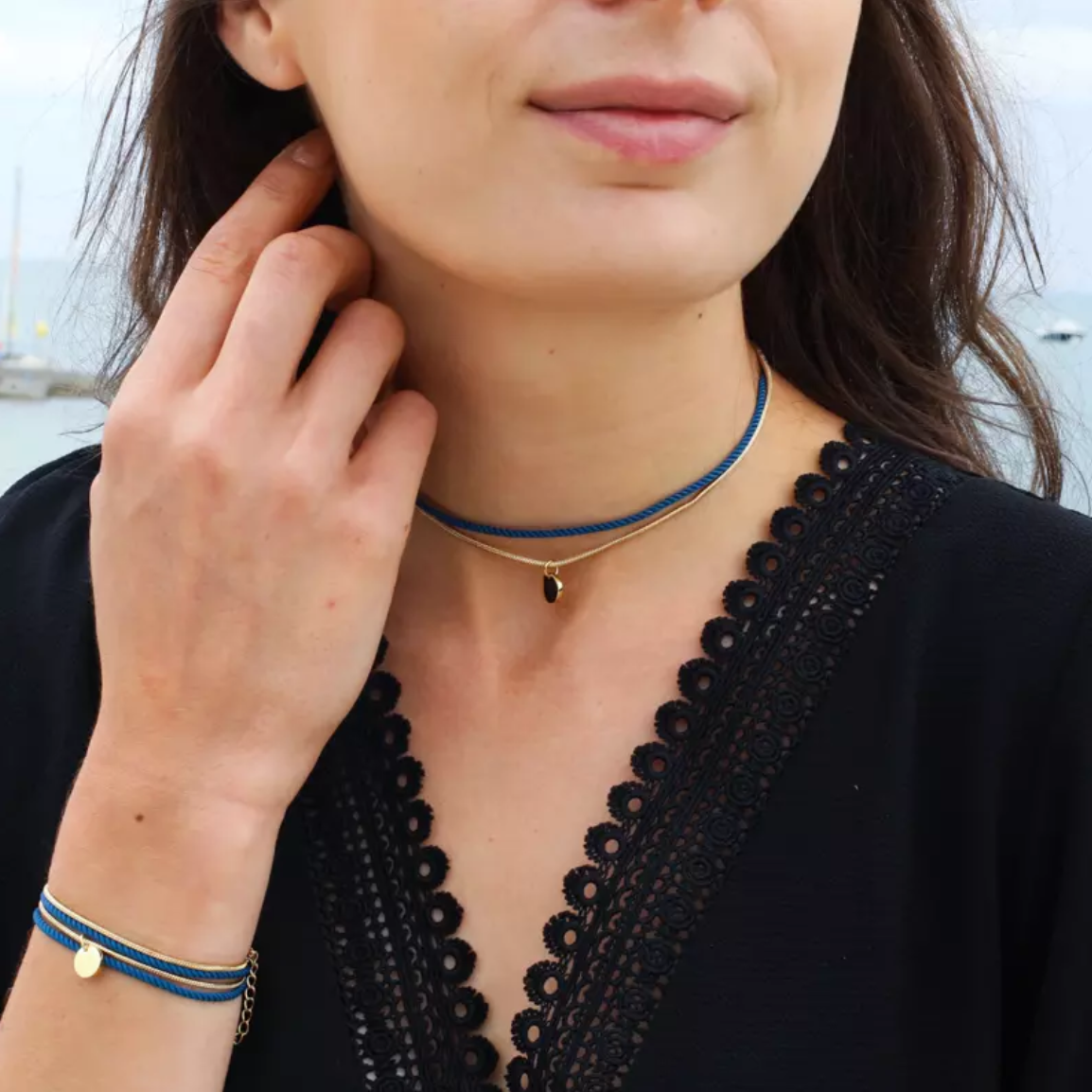 Bracelet Collier Bleu Canard  - Valentine
