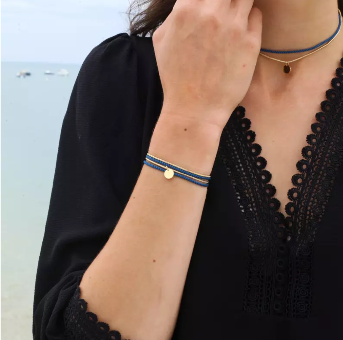 Bracelet Collier Bleu Canard  - Valentine