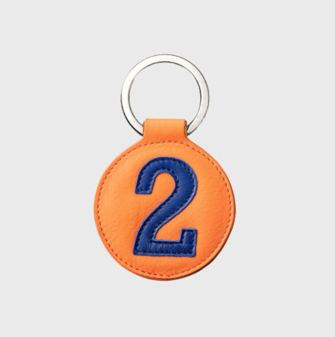 Porte clés E2R cuir ORANGE rond chiffres 2 / 4  / 8 / 9