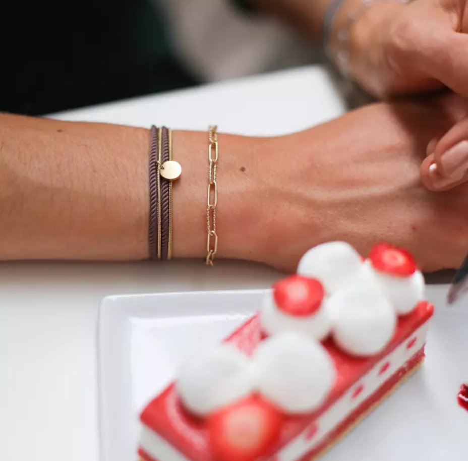 Valentine - Doré avec corde Marron glacé