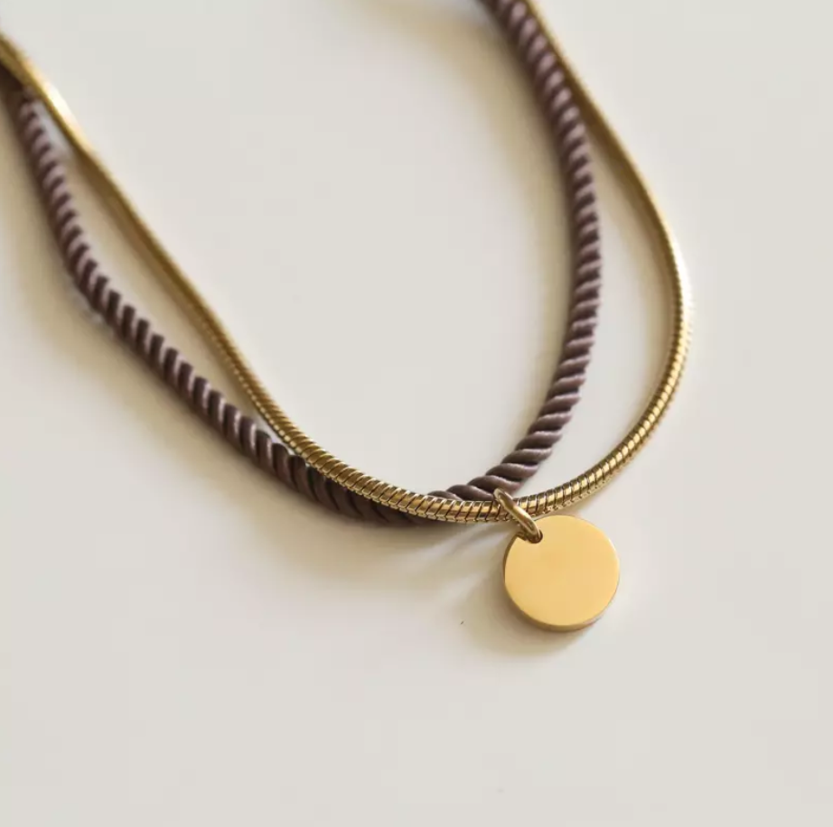Valentine - Doré avec corde Marron glacé