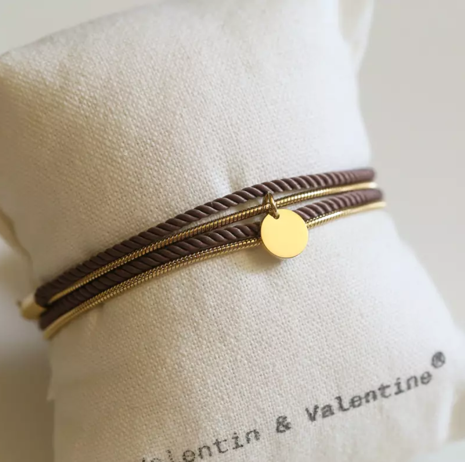 Valentine - Doré avec corde Marron glacé