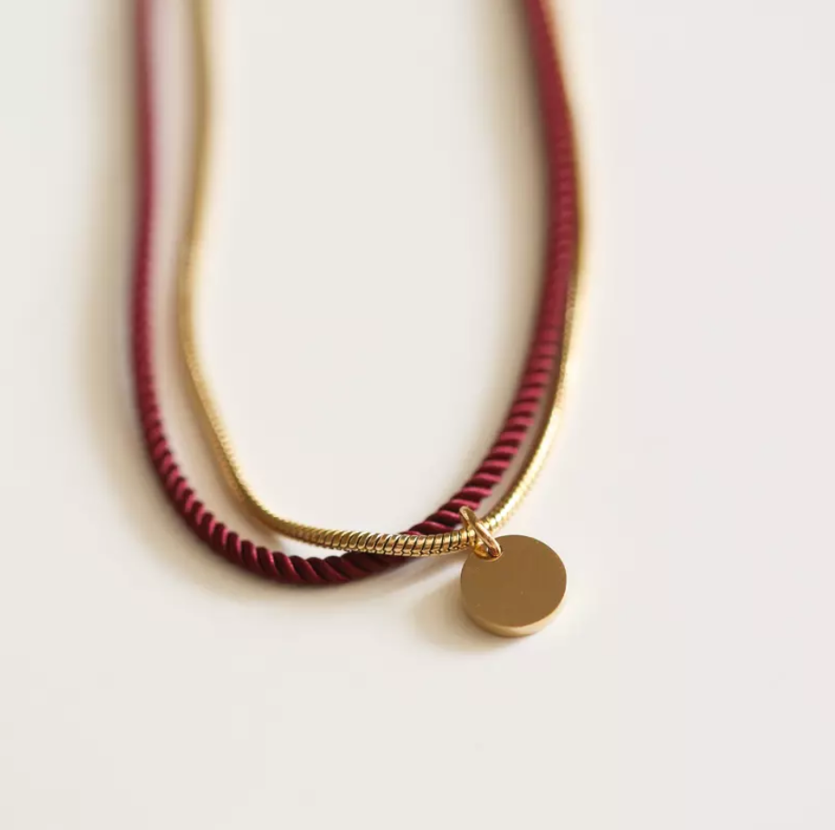 Valentine - Doré avec corde Bordeaux