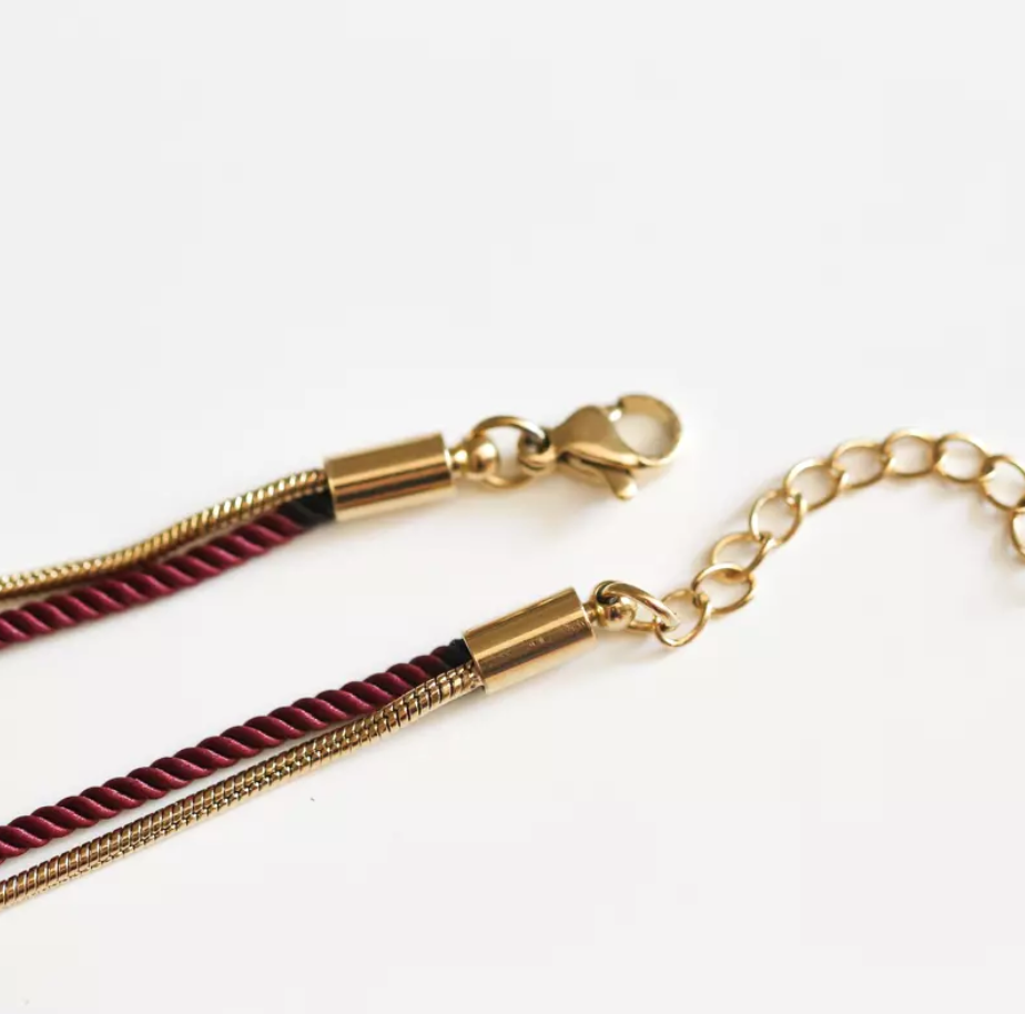 Valentine - Doré avec corde Bordeaux