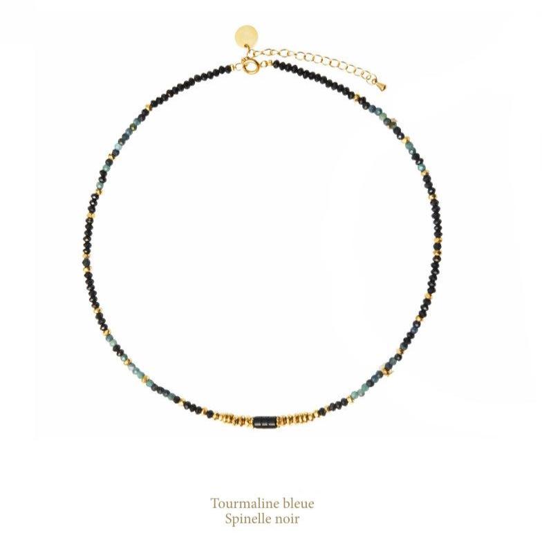 Collier Rim - Tourmaline Bleue & Spinelle noir