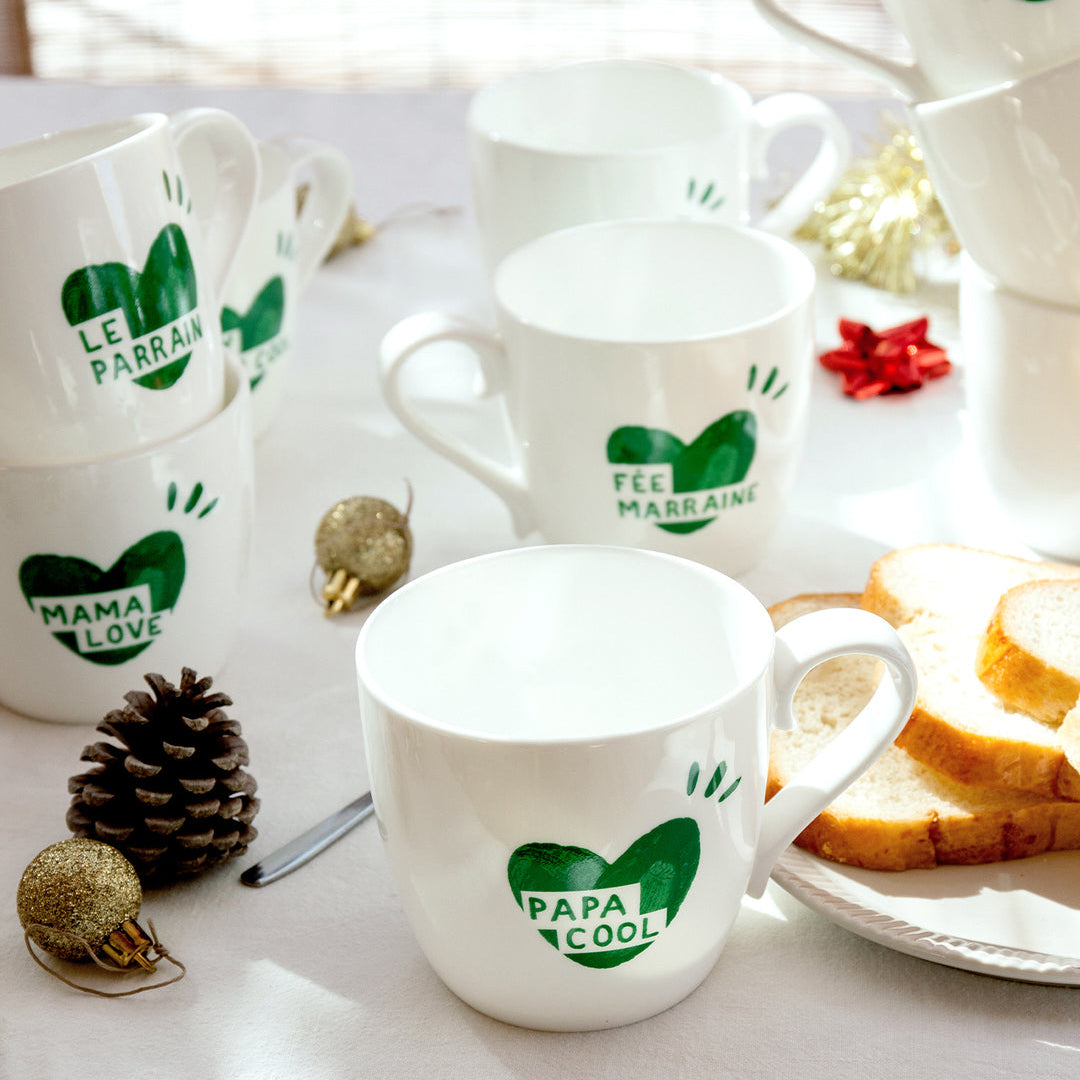 Mug coeur " Mama love " vert sapin