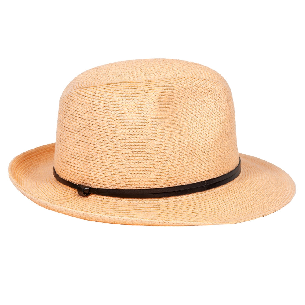Chapeau Papier et Lien Cuir - Abricot