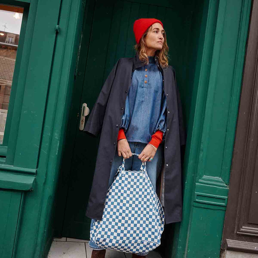 Cabas Elisa - Damier Ecru Navy
