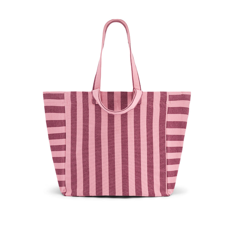 Cabas Elisa - Rayures Bordeaux / Bubble Pink