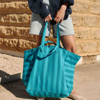 Cabas Elisa - Rayures Tahititian / Turquoise