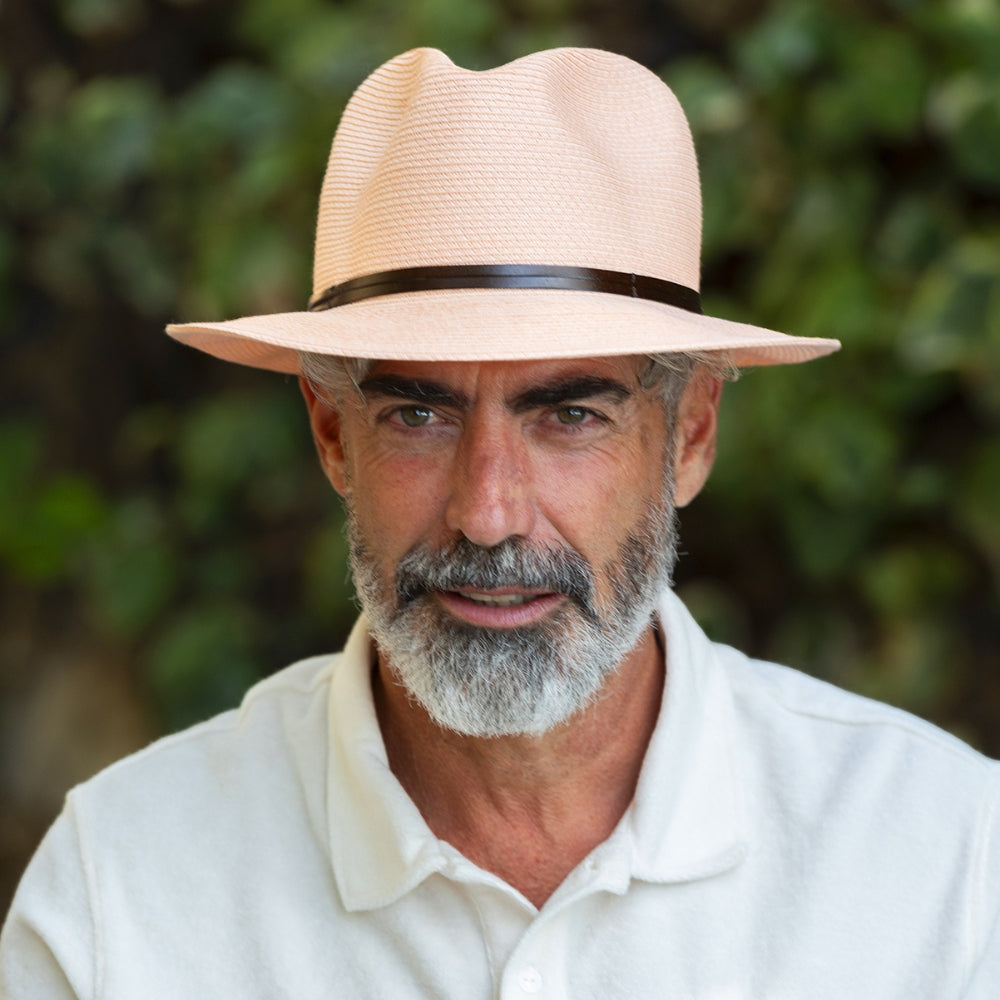 Chapeau Papier et Lien Cuir - Abricot