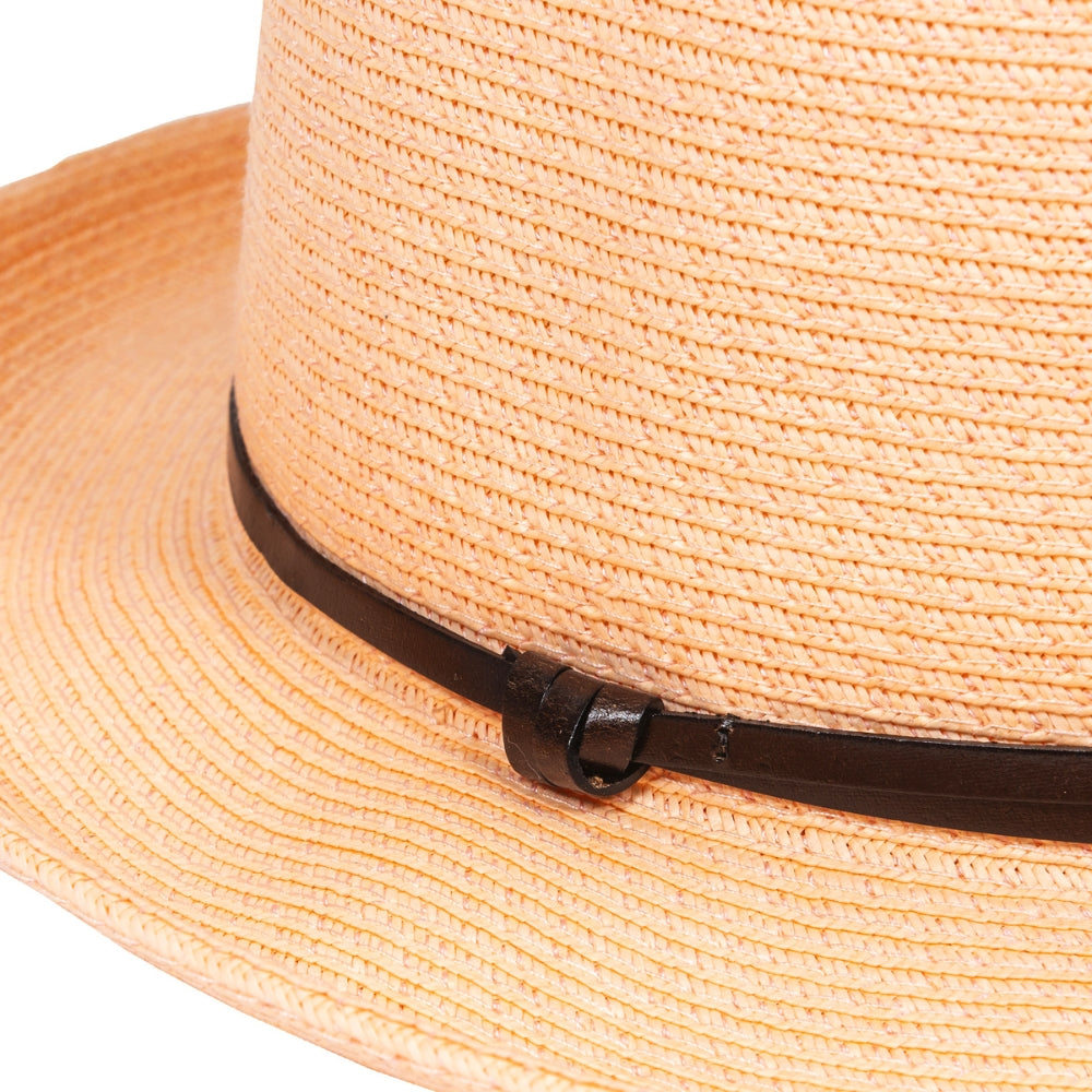 Chapeau Papier et Lien Cuir - Abricot