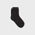 FFL01 Chaussettes pailletées en coton peigné Léopard - Noir - Femme