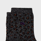 FFL01 Chaussettes pailletées en coton peigné Léopard - Noir - Femme