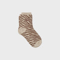 FFL10 - Chaussettes pailletées en coton peigné zèbre - Beige - Femme