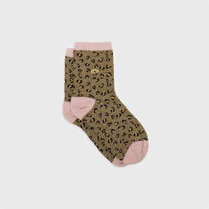 FFL17 Chaussettes Léopard - Olive - Femme