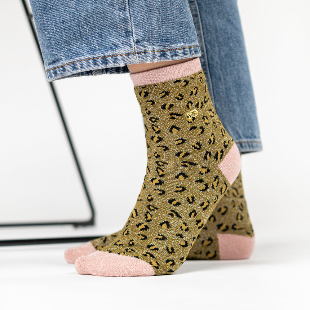 FFL17 Chaussettes Léopard - Olive - Femme
